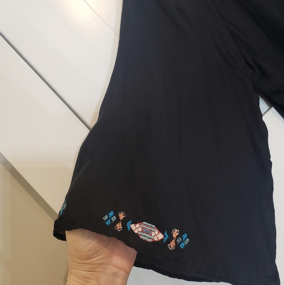 American Eagle Kimono Cardigan Floral Embroidery Medium Black Aztec Southwestern - Picture 9 of 14